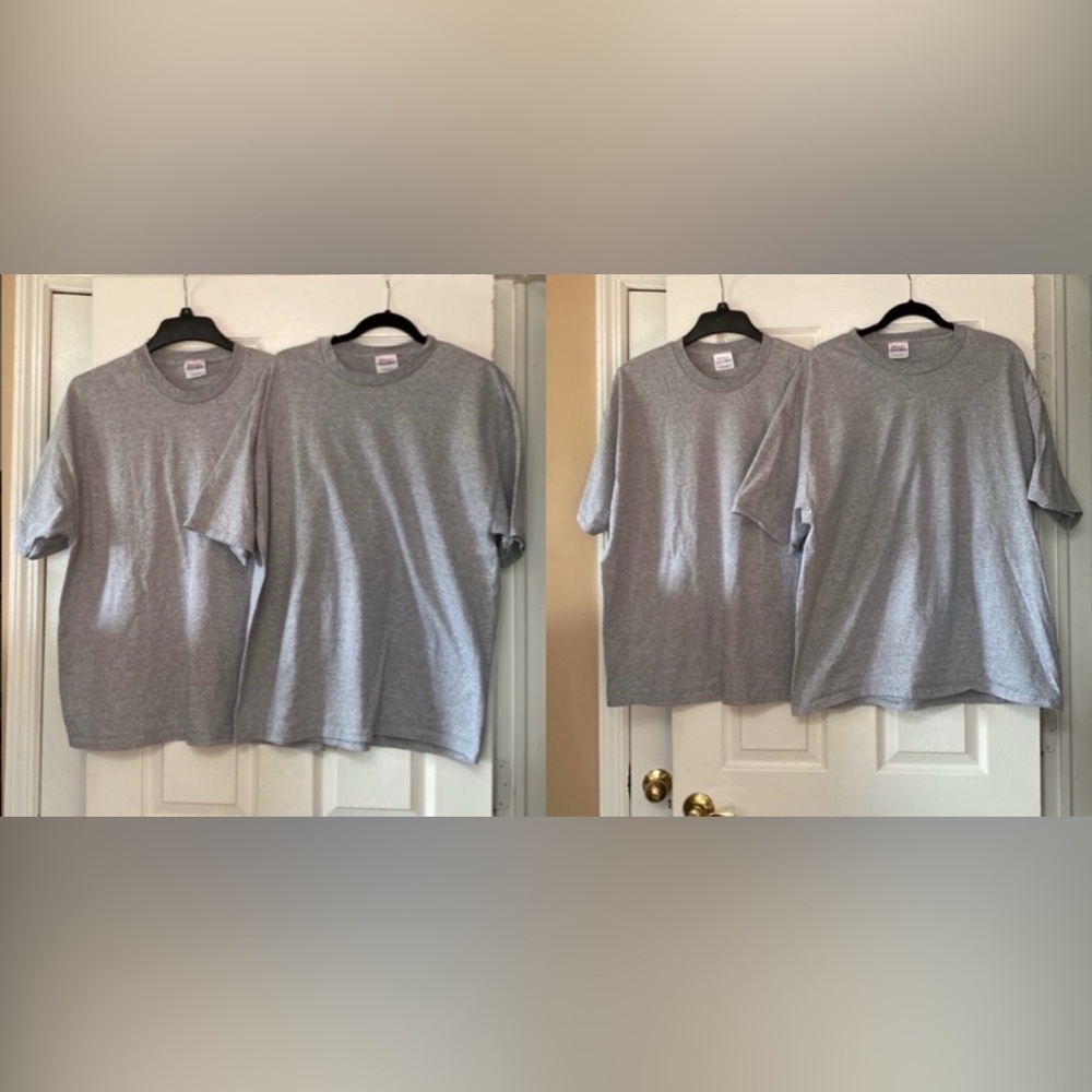 VTG 4 Hanes Heavyweight 50/50 Grey Crew Neck Short Sleeves Work Shirts